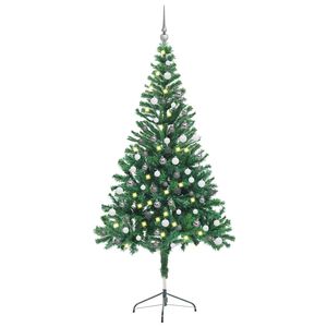 vidaXL Umjetno osvijetljeno božićno drvce s kuglicama 150 cm 380 grana