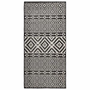 vidaXL Vanjski tepih ravnog tkanja 80 x 150 cm crne pruge