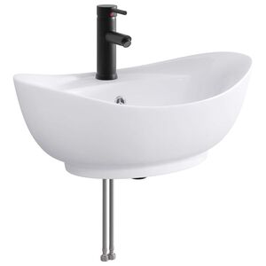 vidaXL Umivaonik s slavinom i odvodom Mat Crna 59 x 35 x 21 cm