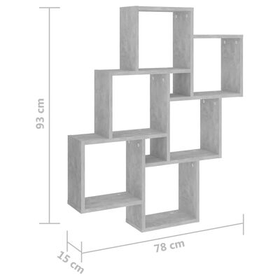 vidaXL Kockaste zidne police boja betona 78x15x93 cm konstruirano drvo
