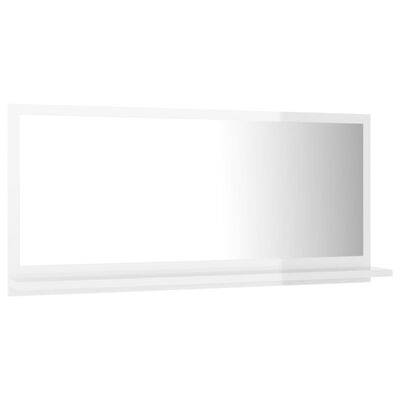 vidaXL Kupaonsko ogledalo visoki sjaj bijelo 80x10,5x37 cm od drveno