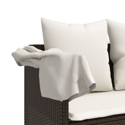 vidaXL Ležaljka za sunčanje s jastucima smeđa od poliratana