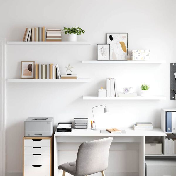 vidaXL Plutajuće zidne police 4 kom bijele 120 x 23,5 x 3,8 cm MDF