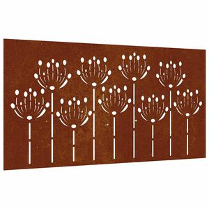 vidaXL Vrtni zidni ukras 105 x 55 cm čelik COR-TEN s cvjetnim uzorkom