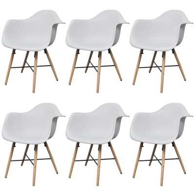 vidaXL Blagovaonske stolice od plastike i bukve 6 kom bijele