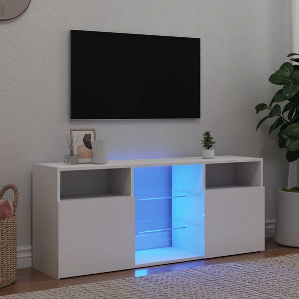 vidaXL TV ormarić s LED svjetlima bijeli 120 x 30 x 50 cm