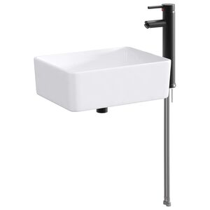 vidaXL Umivaonik s slavinom i odvodom Mat Crna 40,5 x 30,5 x 13 cm