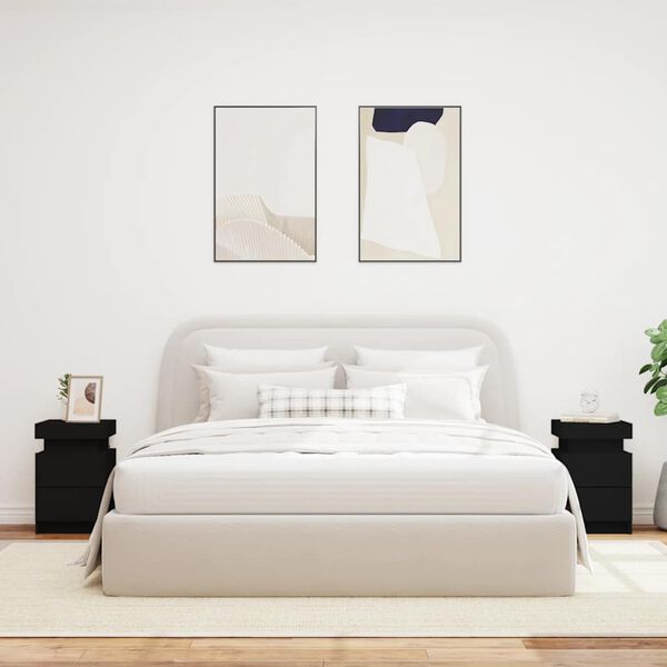 vidaXL Noćni ormarići s LED svjetlima 2 kom crni 35x39x55 cm