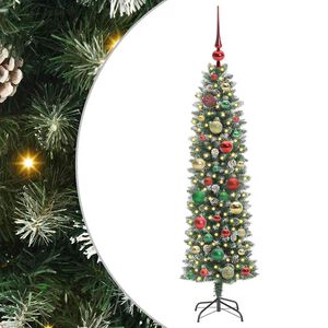 vidaXL Umjetno vitko božićno drvce s stalakom Zelena i bijela 120 cm