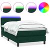 vidaXL Box Spring krevet s madracem i LED tamno zeleni 100x220 cm bar&scaron;un