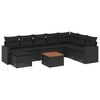 vidaXL 9-dijelni set vrtnih sofa s jastucima crni od poliratana