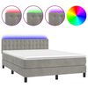 vidaXL Krevet box spring s madracem LED svjetlosivi 140x200 cm bar&scaron;un