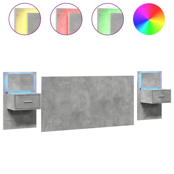 vidaXL Uzglavlje za krevet s ormarićima boja betona 160 cm drveno