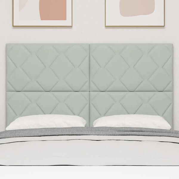 vidaXL LED glava kreveta Svijetlo siva 144 cm Lažna koža