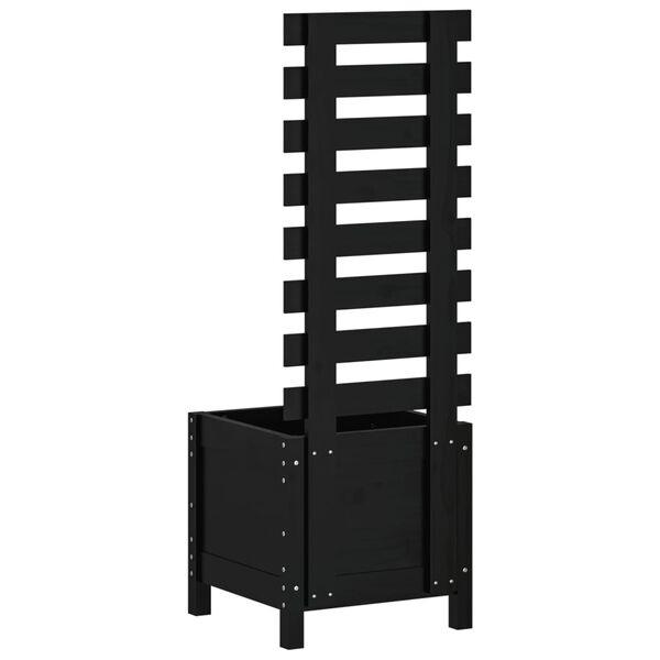 vidaXL Vrtna sadilica sa stalkom crna 39x39,5x114 cm masivna borovina