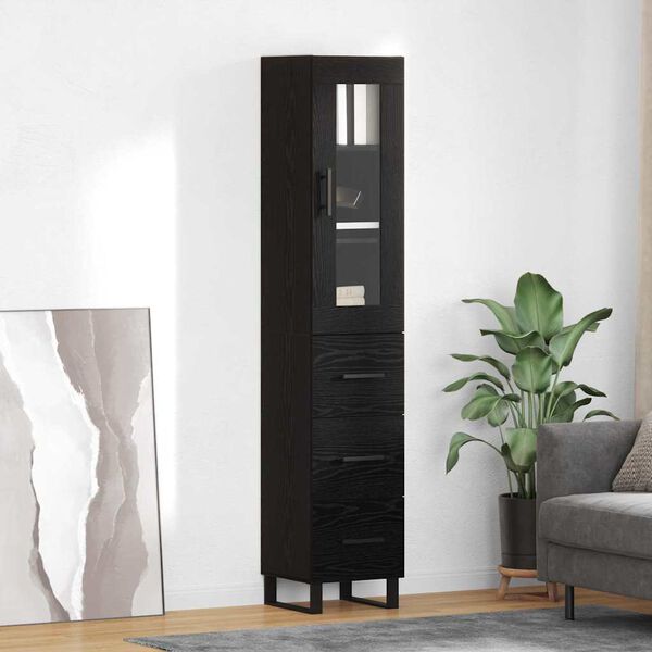 vidaXL Highboard Crni hrast 34,5 x 34 x 180 cm Konstruirano drvo