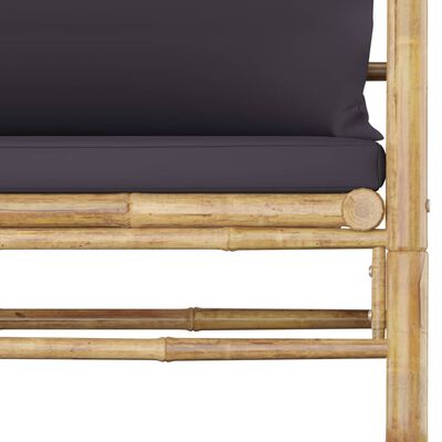 vidaXL Vrtna sofa od bambusa s tamnosivim jastucima