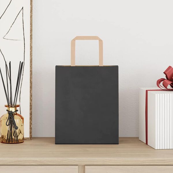 vidaXL Papirnate vrećice 250 kom s ručkama crne 18x8x22 cm