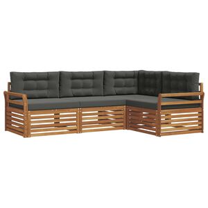 vidaXL Set vanjskih sofa s jastukom 4 pcs Prirodna i antracit