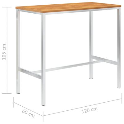 vidaXL Barski stol 120 x 60 x 105 cm masivno bagremovo drvo i čelik