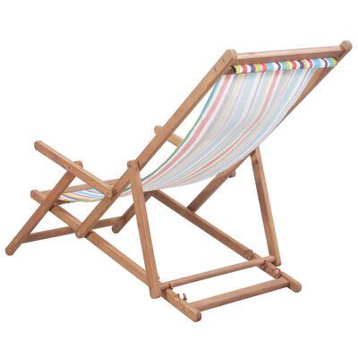 vidaXL Sklopiva ležaljka za plažu od tkanine s drvenim okvirom šarena