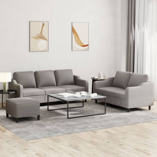 vidaXL 3-dijelni set sofa s jastucima smeđesivi od tkanine