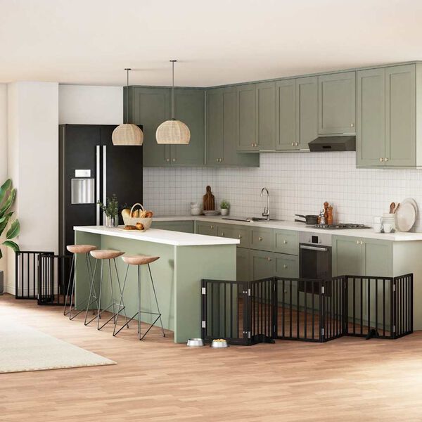 vidaXL Vrata za pse s vratašcima 9 panela sklopiva 450 cm drvo topole