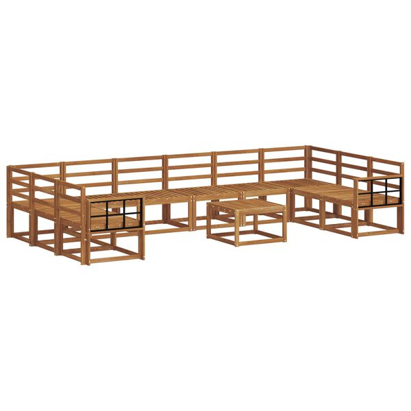 vidaXL Set vanjskih sofa 11 pcs Prirodna Čvrsto drvo akacije