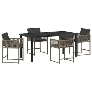 vidaXL Vrtni set za objed 5 pcs Siva poliratan