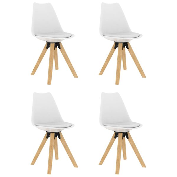 vidaXL Blagovaonske stolice od PP-a i masivne bukovine 4 kom bijele