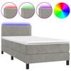 vidaXL Krevet box spring s madracem LED svjetlosivi 90x190 cm bar&scaron;un