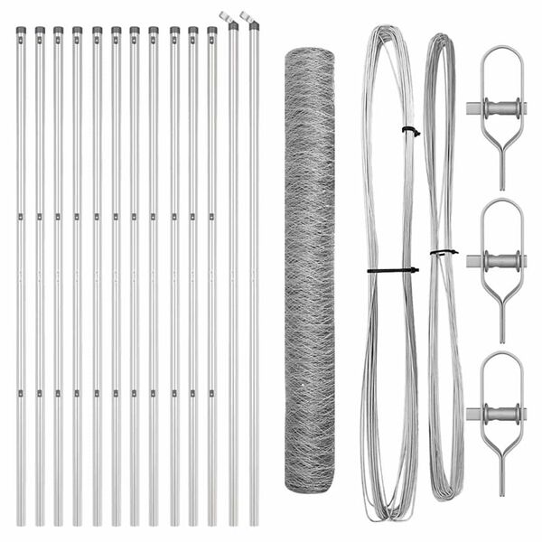 vidaXL Stup za ogradu Srebrno 25 x 1,4 m (mrežica 36 mm) Čelik