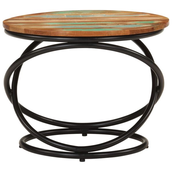 vidaXL Stolić za kavu Ø 50 x 40 cm masivno obnovljeno drvo i čelik