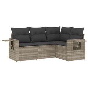 vidaXL 4-dijelni set vrtnih sofa s jastucima svijetlosivi poliratan