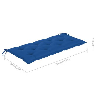 vidaXL Vrtna klupa s plavim jastukom 120 cm od masivne tikovine