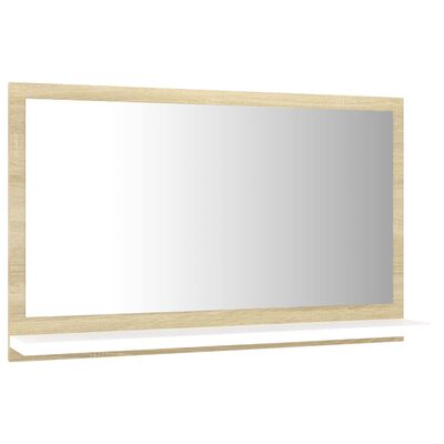 vidaXL Kupaonsko ogledalo bijelo i boja hrasta 60x10,5x37 cm drveno