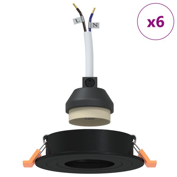 vidaXL Spotlights s reflektorima 6 pcs Crna 9 x 9 x cm Aluminij