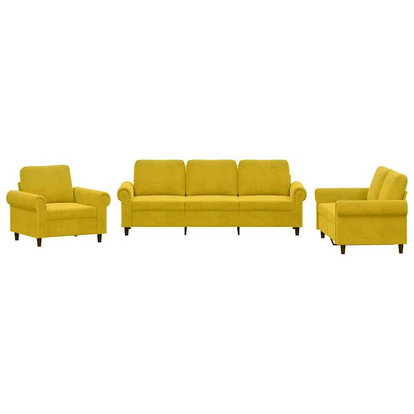 vidaXL 3-dijelni set sofa s jastucima žuti bar&scaron;unasti