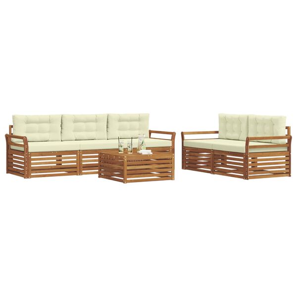 vidaXL Set vanjskih sofa s jastukom 6 pcs Prirodna i krem