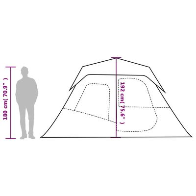 vidaXL Obiteljski šator za 6 osoba sivo-narančasti vodootporni