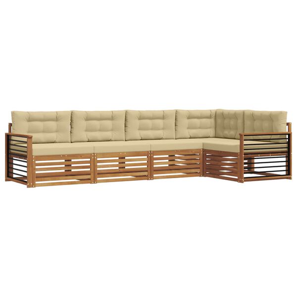 vidaXL Set vanjskih sofa s jastukom 5 pcs Prirodna i bež