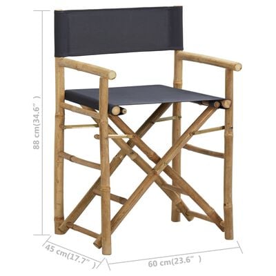 vidaXL Sklopive redateljske stolice tamnosive 2 kom bambus i tkanina