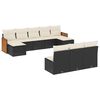 vidaXL 10-dijelni set vrtnih sofa s jastucima crni od poliratana