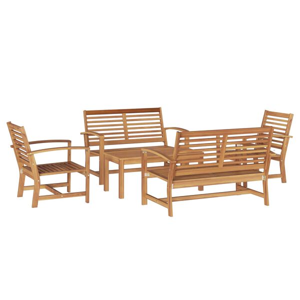 vidaXL Sjedeća garnitura za vrt 5 pcs Prirodna Čvrsto teak drvo