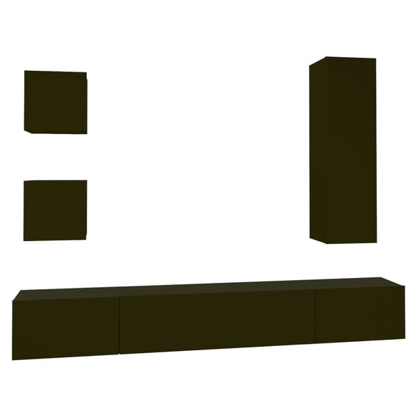 vidaXL 5-dijelni set TV ormarića crni od konstruiranog drva