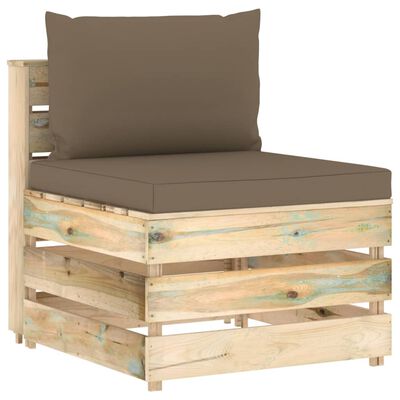 vidaXL Modularna srednja sofa s jastucima od zeleno impregniranog drva