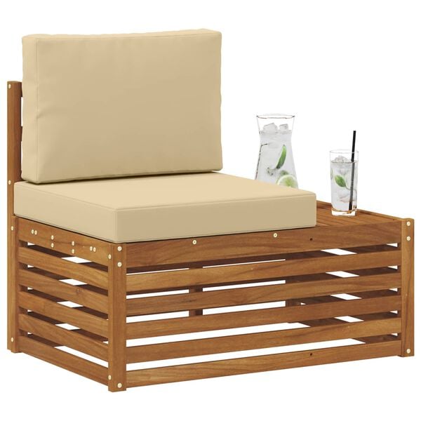 vidaXL Vanjski krajnji kauč s jastukom Prirodna 91 x 63 x 73 cm