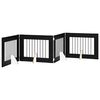 vidaXL Preklopna vrata za pse s postoljem 4 pcs Crni hrast 321 cm