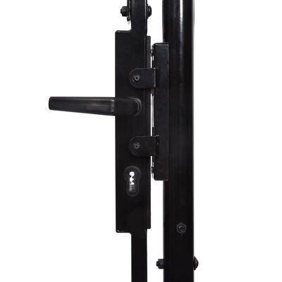 vidaXL Jednostruka vrata za ogradu s lučnim vrhom čelična 1x1,5 m crna