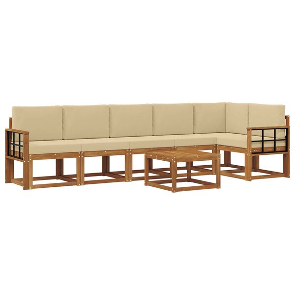 vidaXL Set vanjskih sofa s jastukom 7 pcs Prirodna i bež